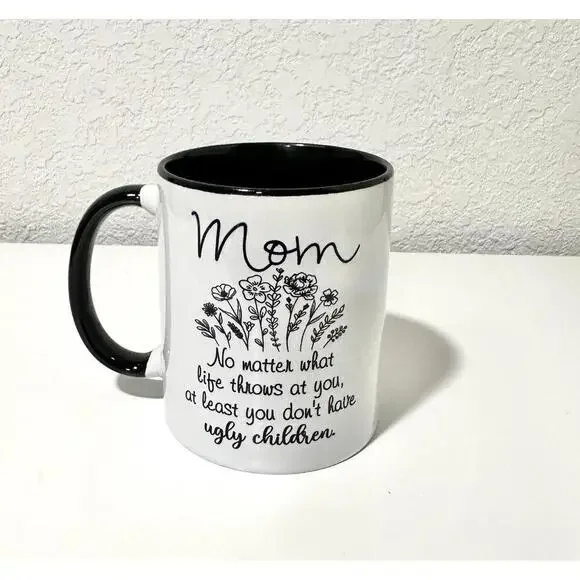 White And Black Funny Mom Mug, Mom Gifts New - Picture 2 of 5